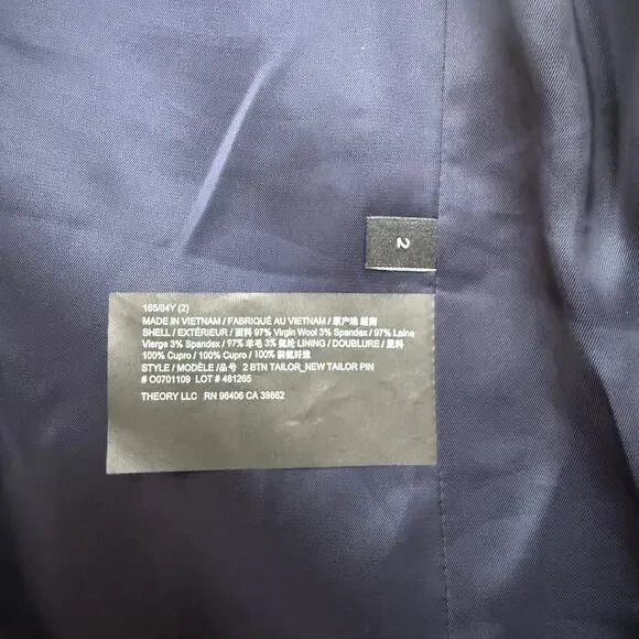 THEORY Tailor Blazer Pinstripe Navy Wool Jacket - Picture 16 of 16